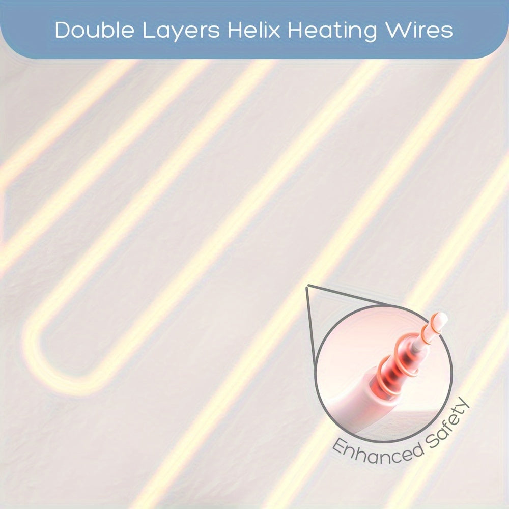 Elektrische Deken voor Bed, Witte Verwarmde Decke, Wasbaar, 7 Warmte-instellingen