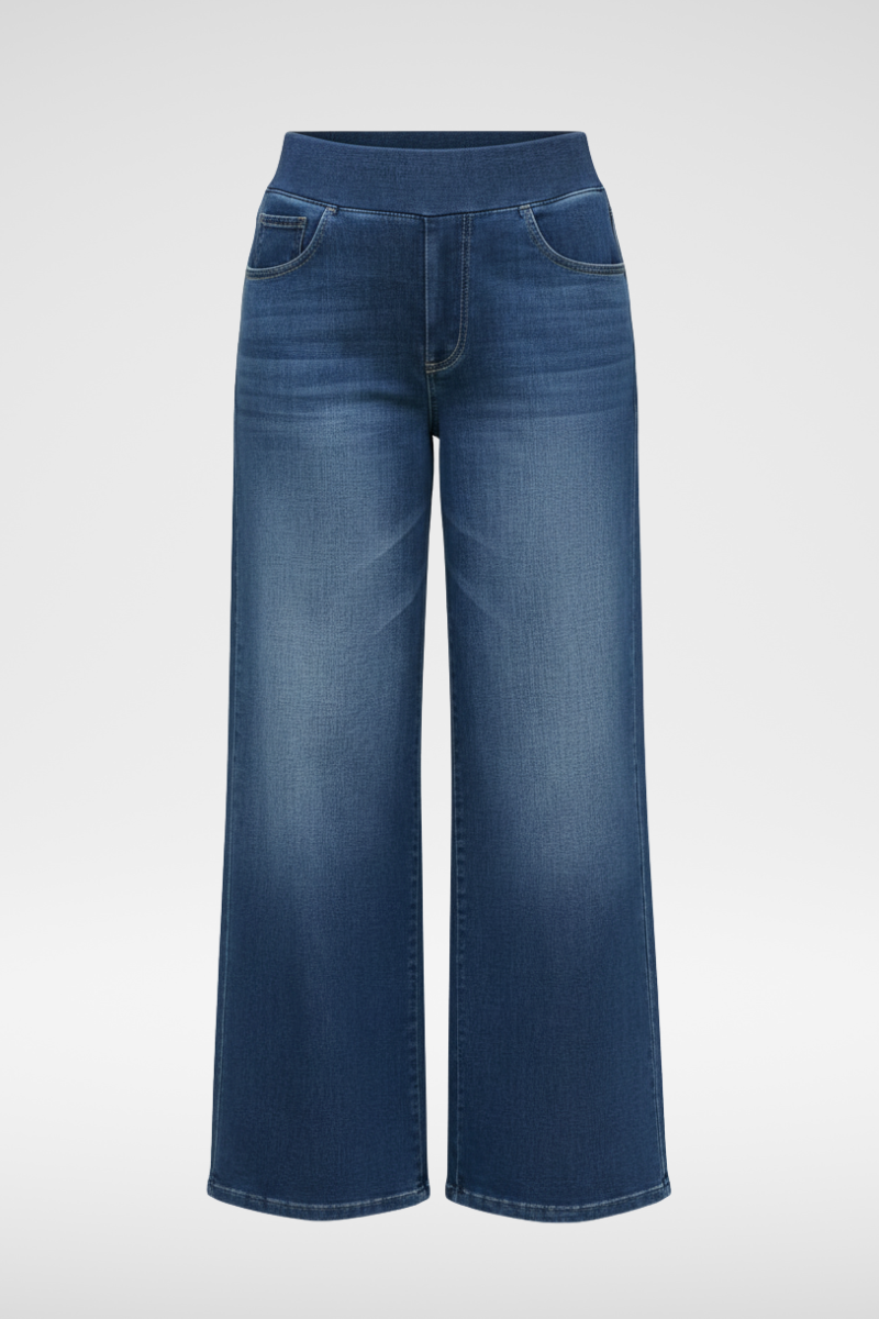 ElsaShape Hohe Taille Jeans mit Zakken – Rechte Pijpen, Wijde Pasvorm, Gewassen Casual Look