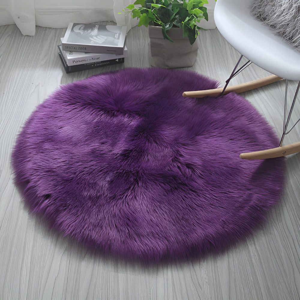 Tapis rond en peluche douce pour une décoration intérieure chaleureuse - Motif nuage