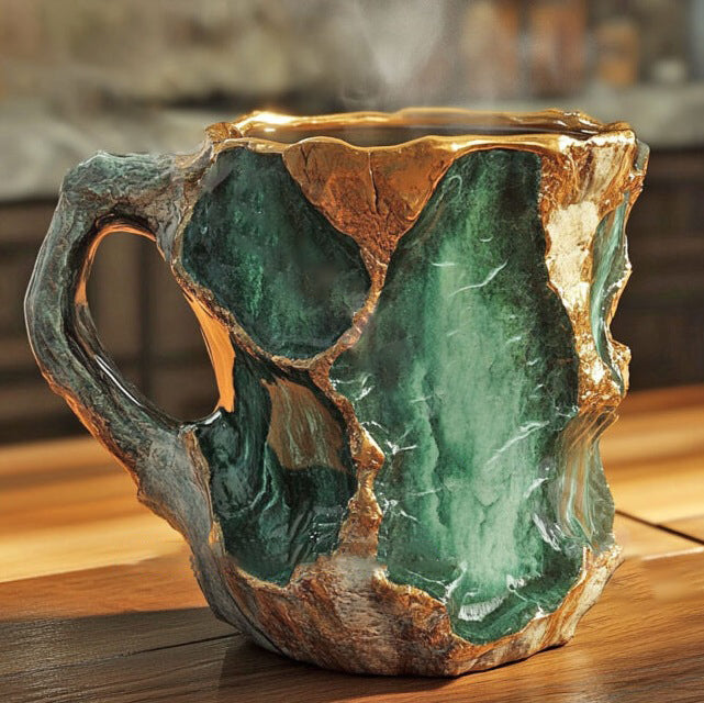 GlaceCup Kaffeetasse | Handgefertigt & Mineral-Kristall | Isolierend & Mikrowellenfest | 350–450 ml