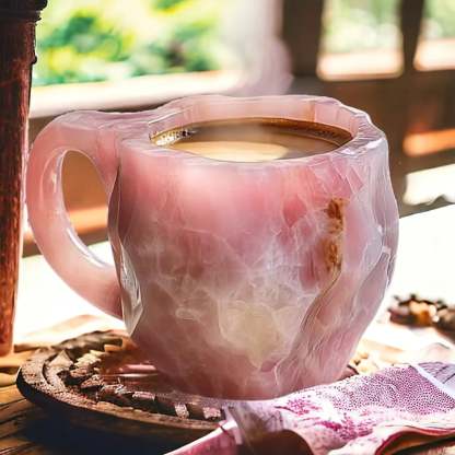 GlaceCup Kaffeetasse | Handgefertigt & Mineral-Kristall | Isolierend & Mikrowellenfest | 350–450 ml