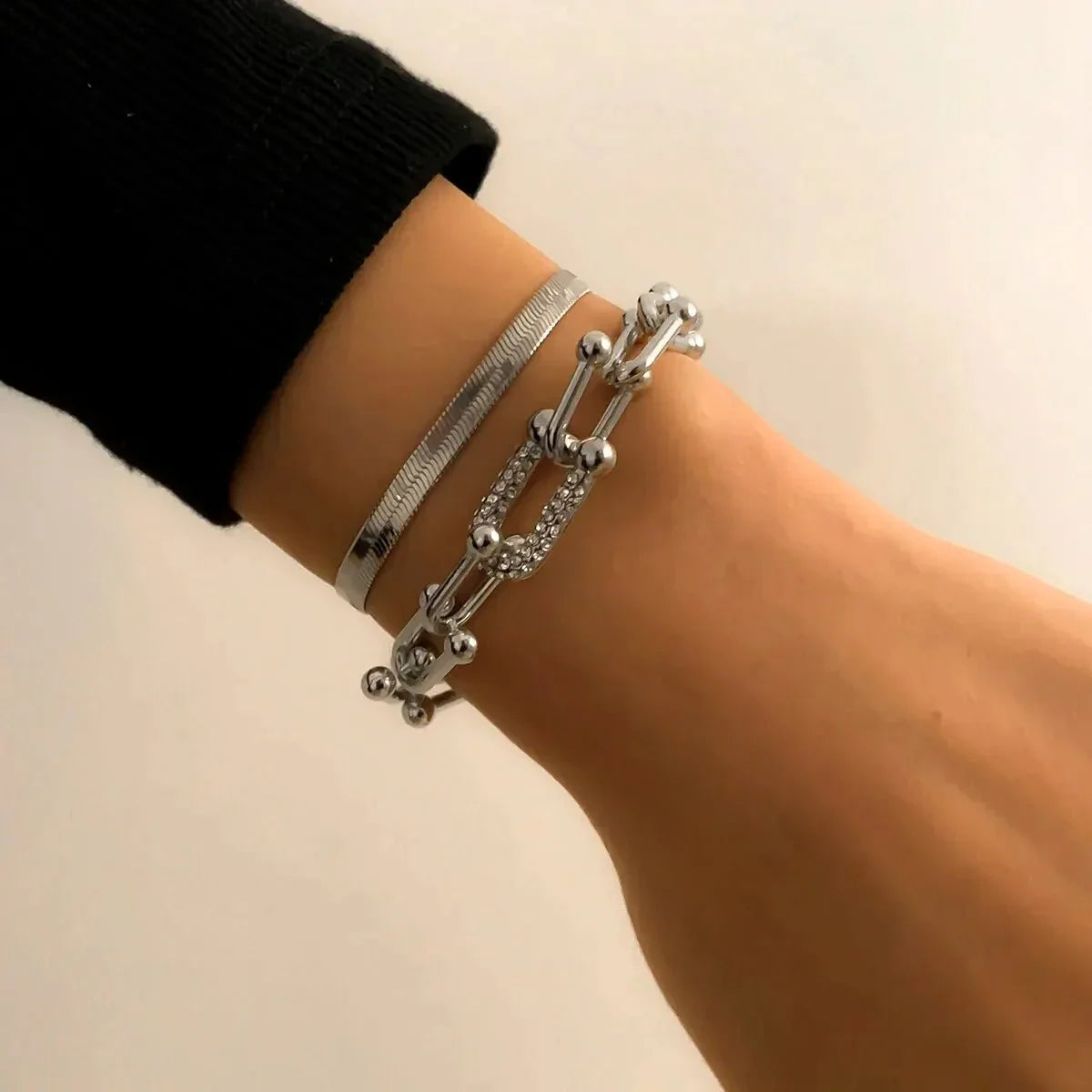 Zayla - 2pc Statement Chain Bracelet Set Silver — made with care and attention to detail. Zayla - 2pc Statement Chain Bracelet Set Silver — made with care and attention to detail.