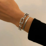Zayla - 2pc Statement Chain Bracelet Set Silver — made with care and attention to detail. Zayla - 2pc Statement Chain Bracelet Set Silver — made with care and attention to detail.
