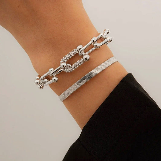 Zayla - 2pc Statement Chain Bracelet Set Silver — made with care and attention to detail.