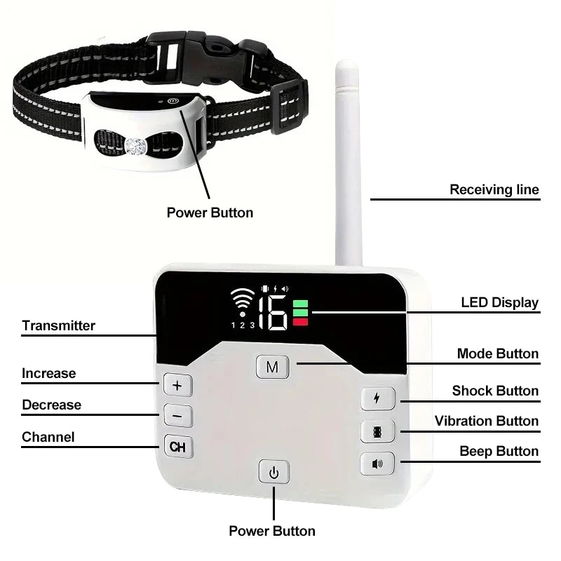 2-in-1 Drahtloser Hundezäun und Outdoor-Trainerhalsband