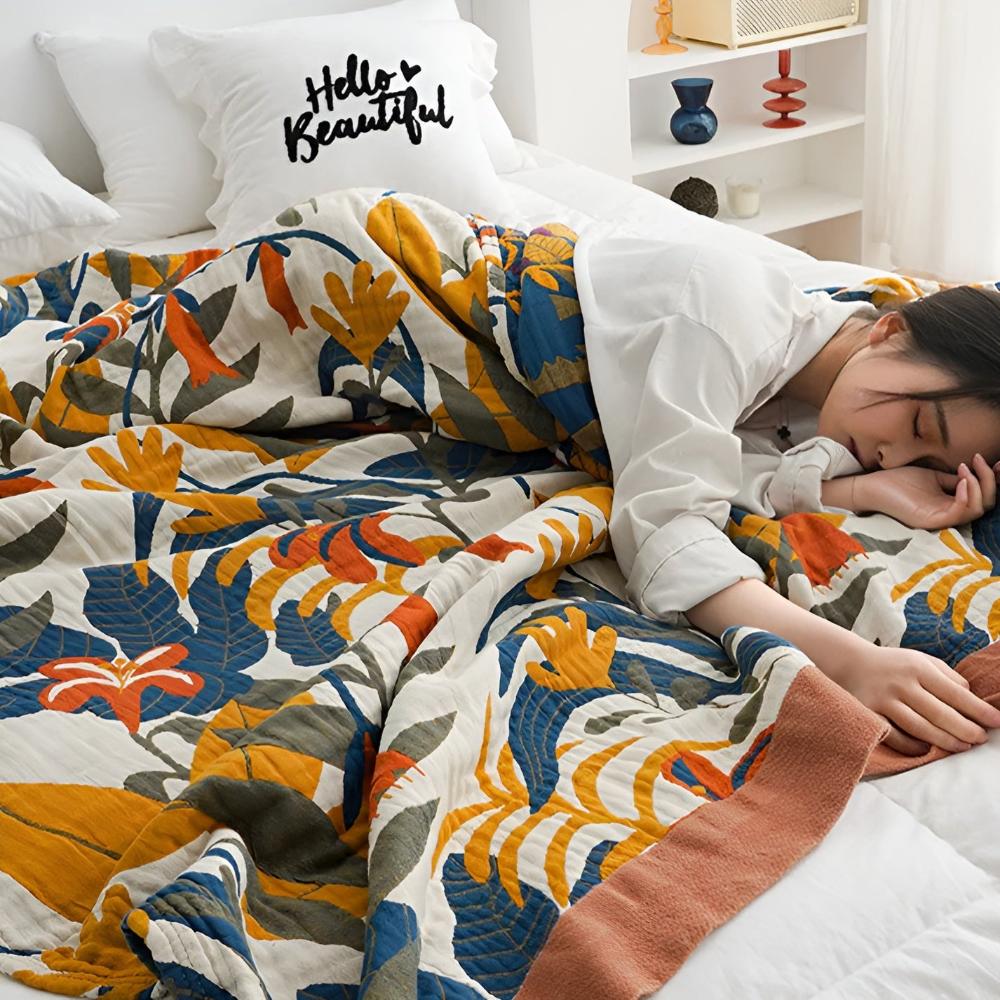 Sonnenaufgang Flora Baumwolldecke