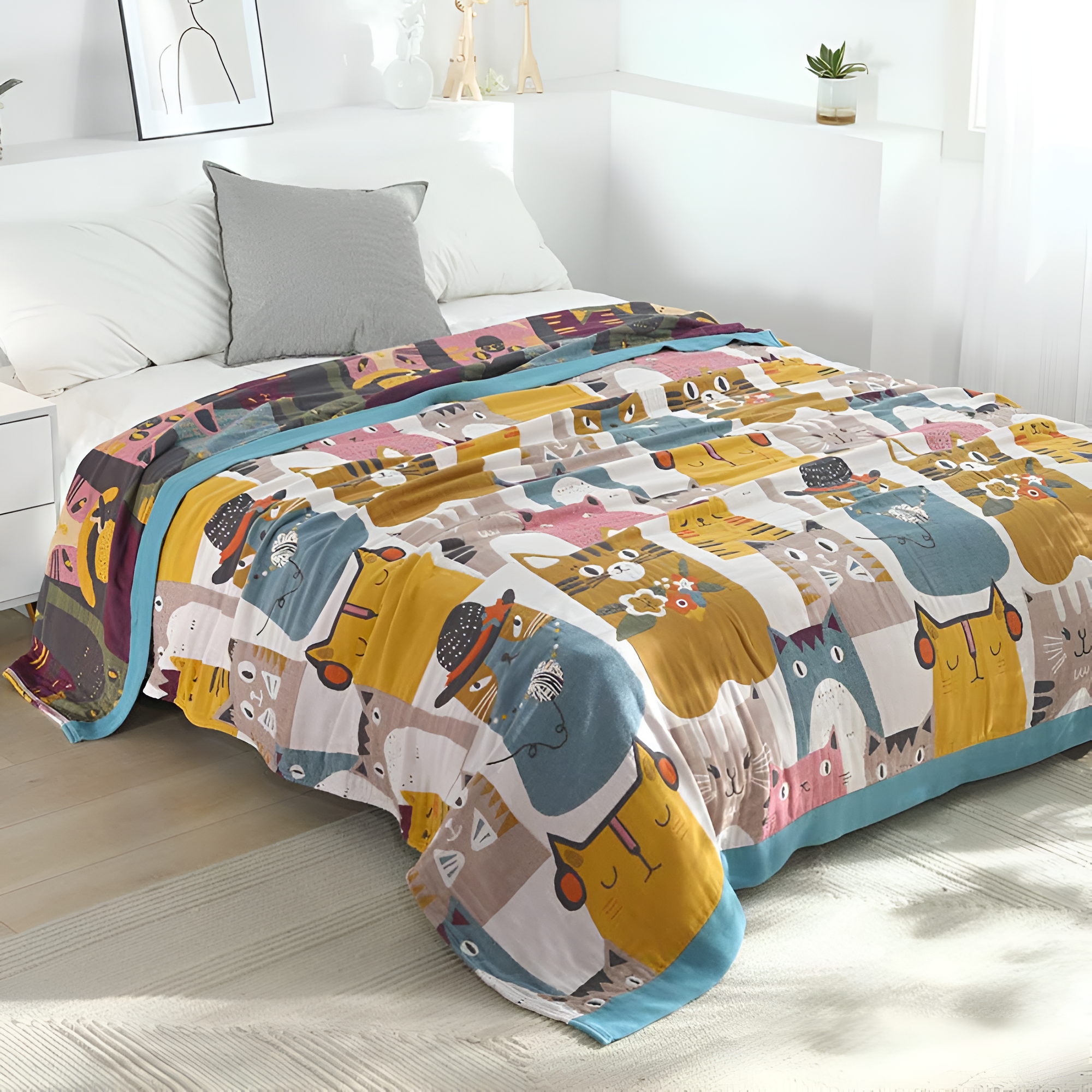 Verspielte Katzen-Motiv Wendedecke