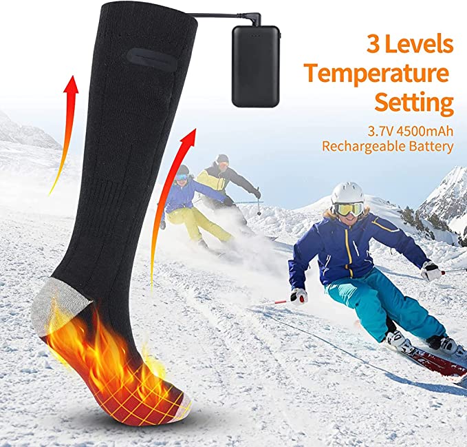 Wiederaufladbare Elektrische Heizsocken - 2 Paare mit 3 Heizstufen