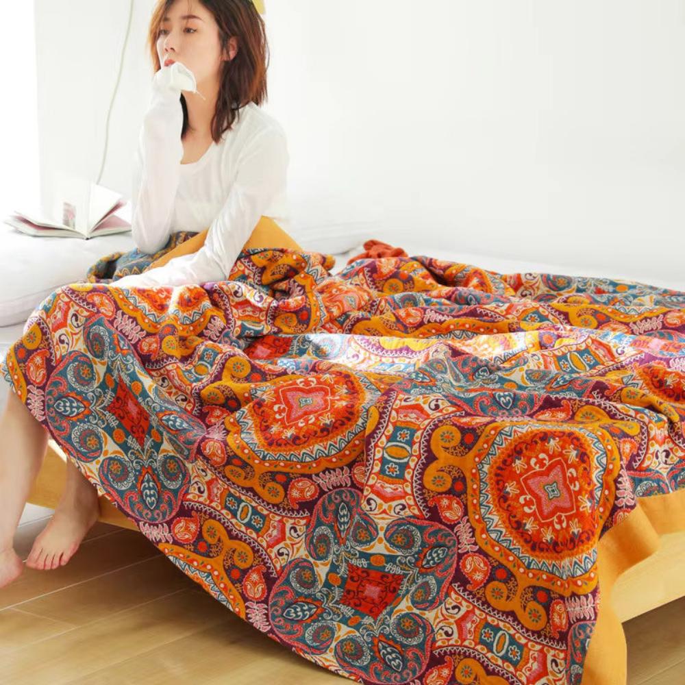 Sonnenaufgang Boho Wendedecke | 100% Baumwolldecke