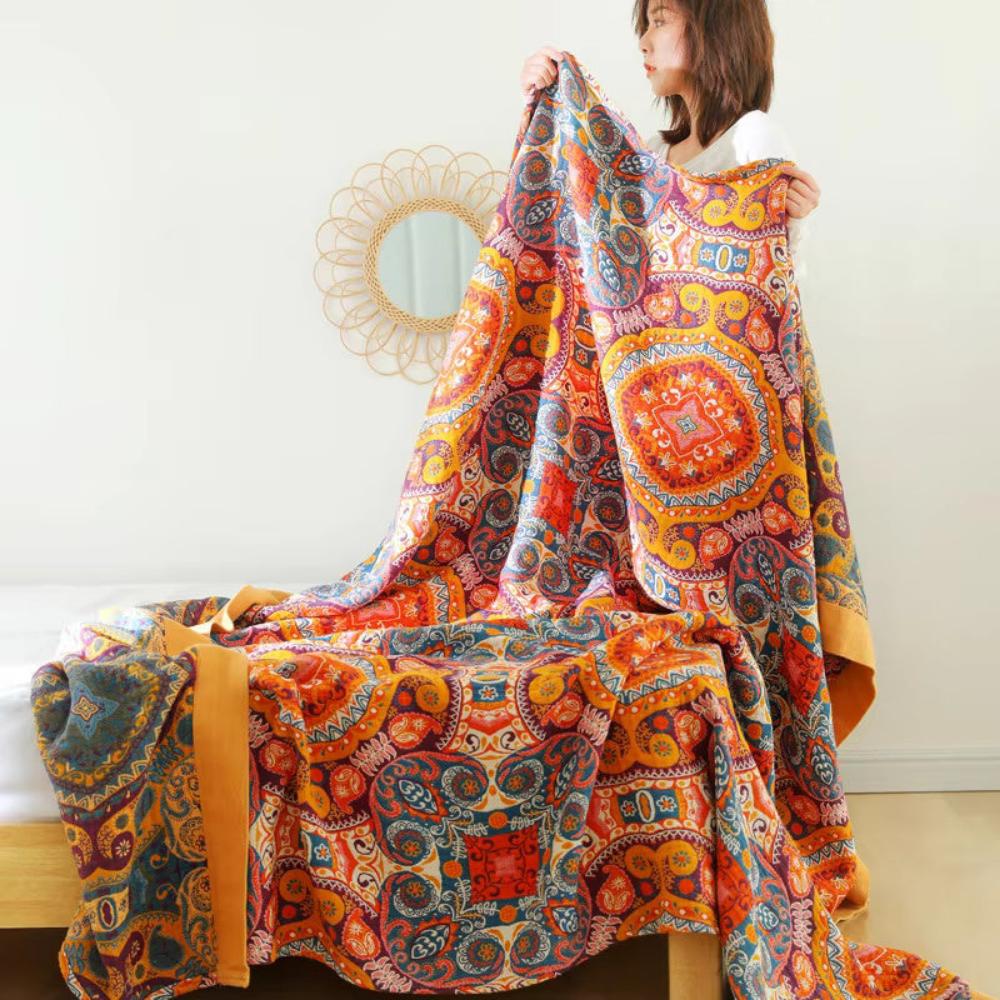 Sonnenaufgang Boho Wendedecke | 100% Baumwolldecke