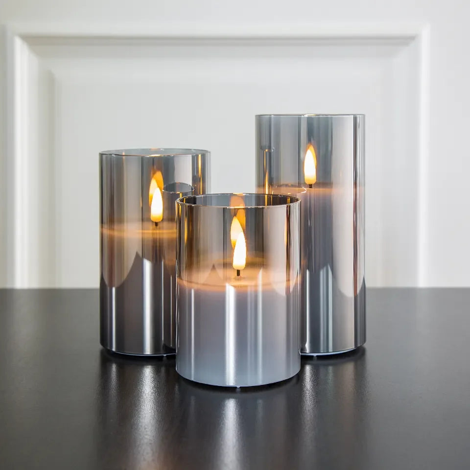 Kerzenlicht-Set - Glasgehäuse - LED-Flammeneffekt