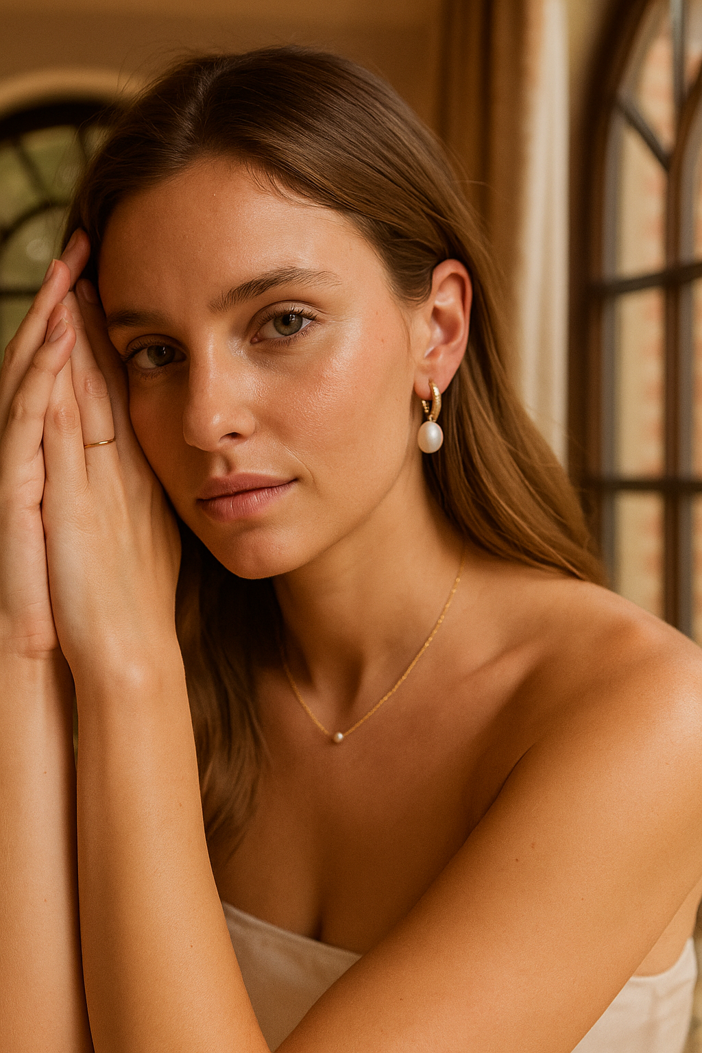 Diamond-Style Gold Drop Hoop Earrings — crafted for everyday quality. Diamond-Style Gold Drop Hoop Earrings — crafted for everyday quality.