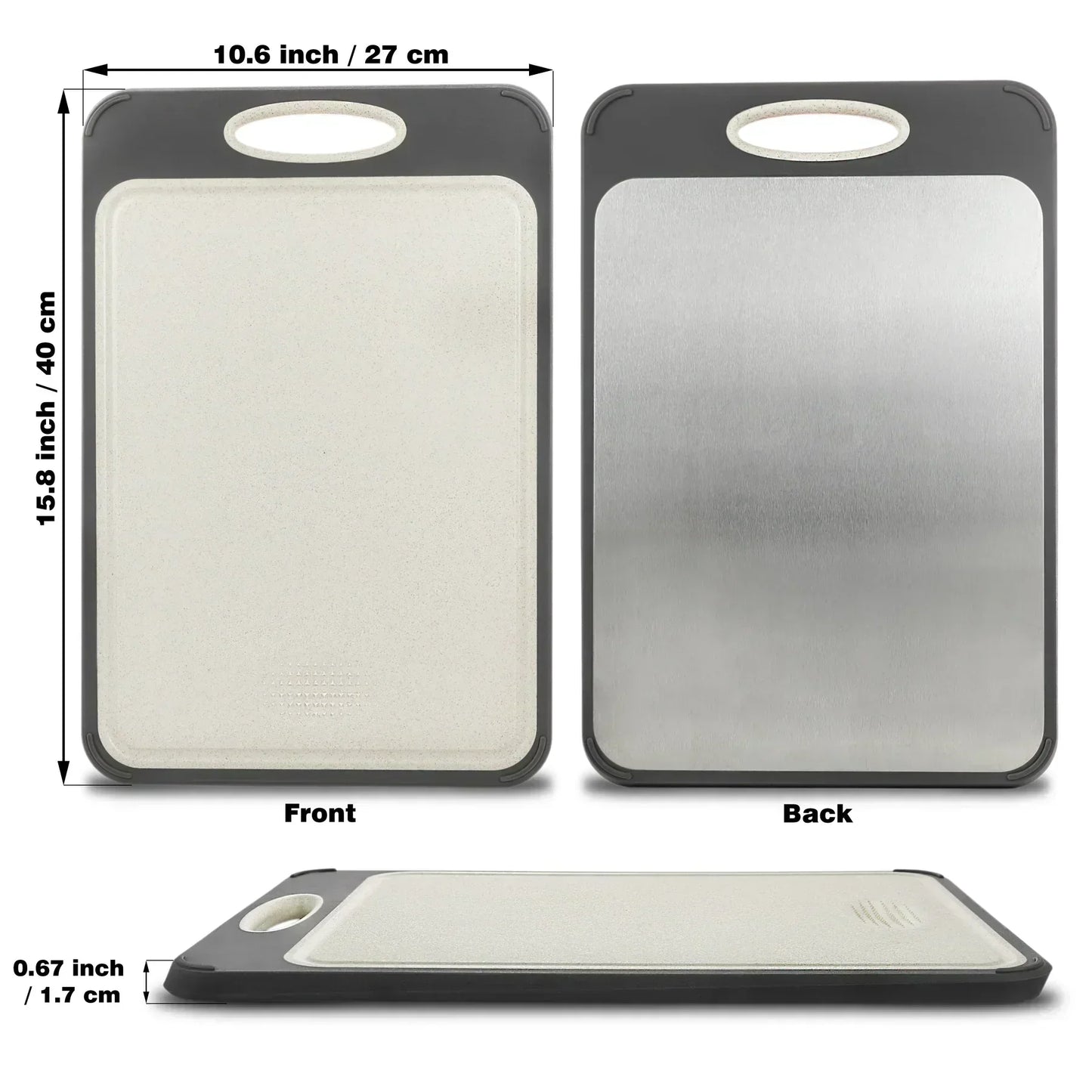 Schneidebrett - Edelstahl - Rutschfester Griff