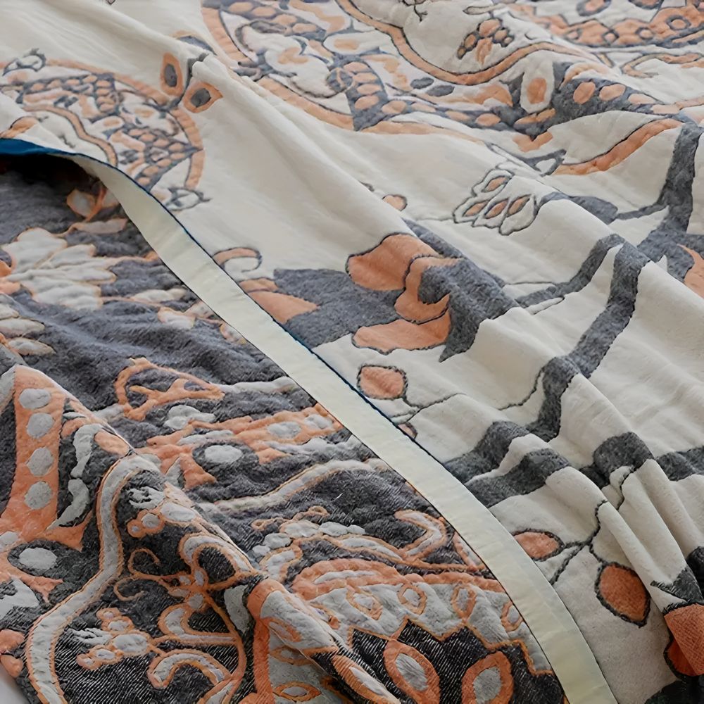 Cozy Floral Cotton Throw Blanket for Home Decor and Comfort