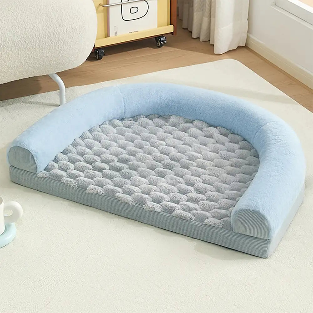 Washable Orthopedic U-Shaped Faux Lambswool Pet Bed for Dogs & Cats