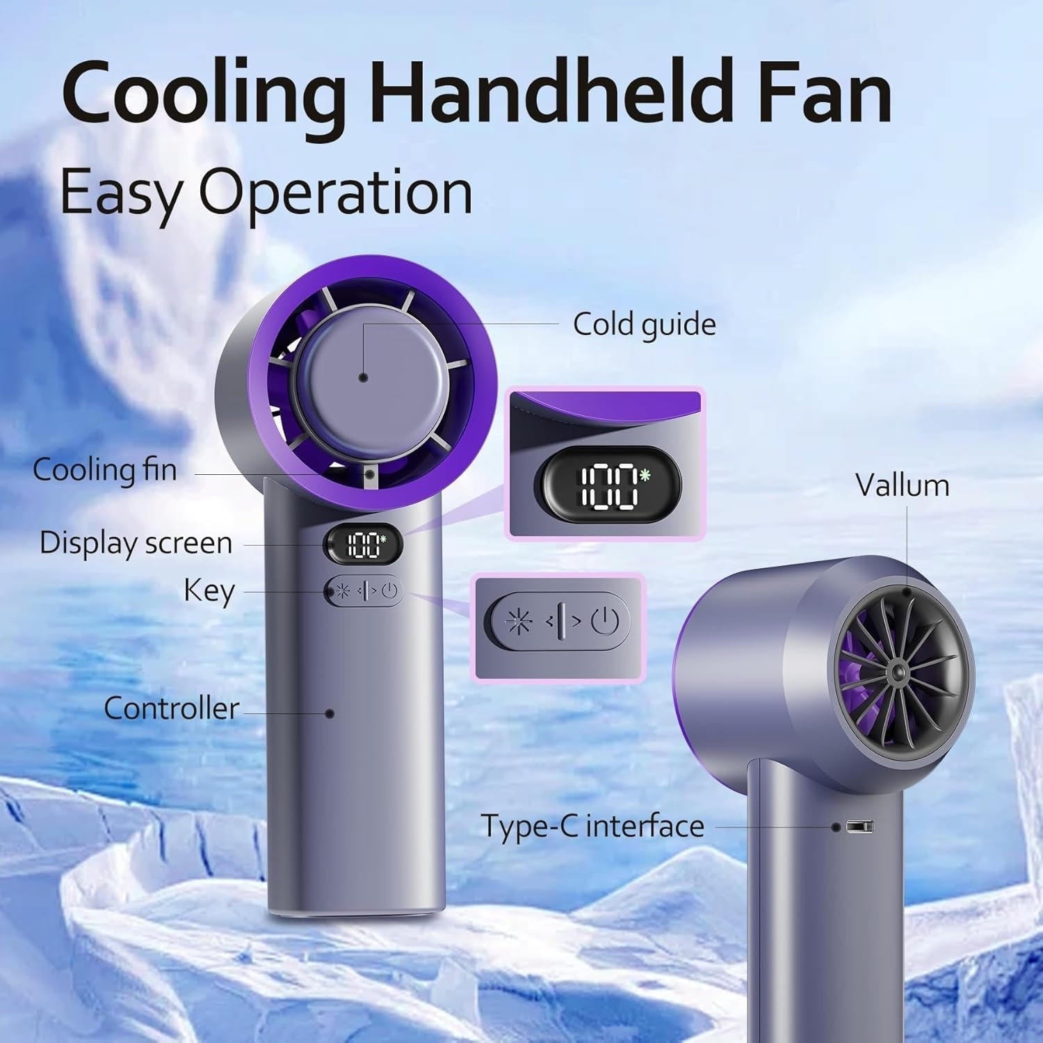 Handventilator - Tragbares Design - Wiederaufladbarer Akku