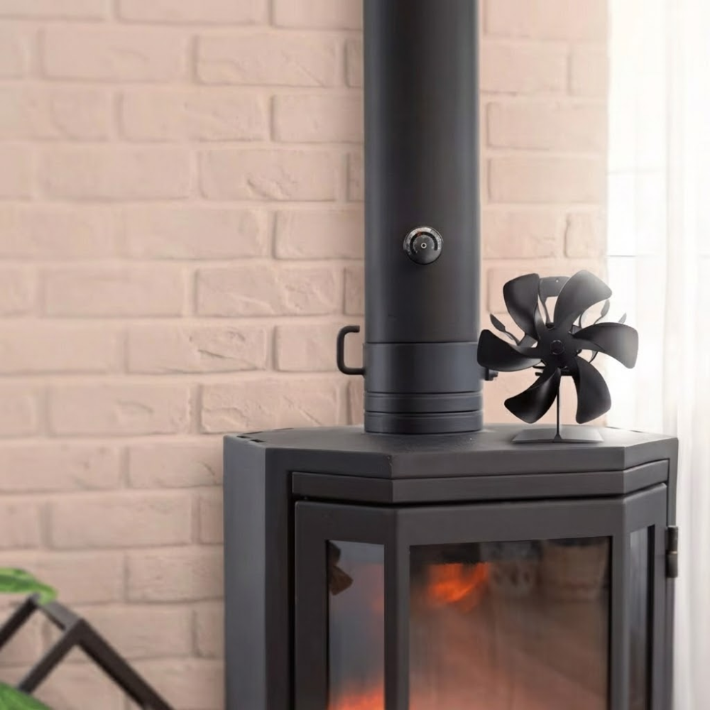 Ceiling Light Wood Stove Fan – 6 Blade Heat Powered Fireplace Fan