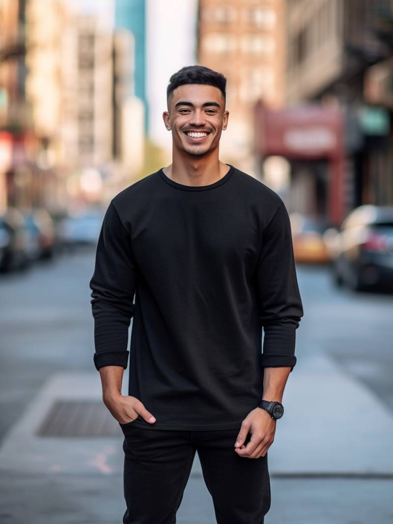 T-shirt Langarm - Herren Freizeit Einfach Rundhalsausschnitt Langarm