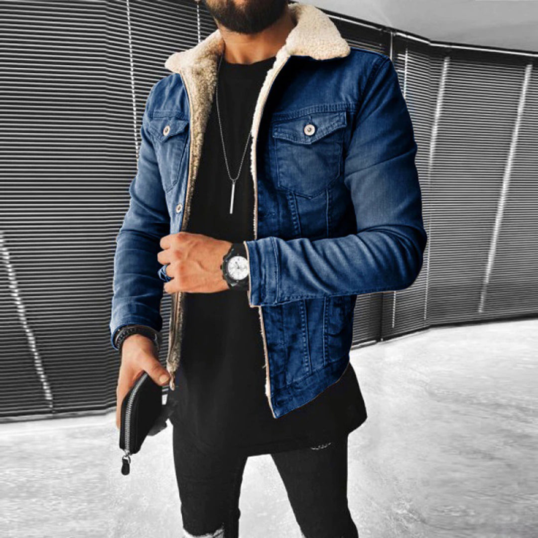 Winter Denim Jacke | Jeansjacke | Regulär Fit | Fleece Denim Jacke | Herrenjacke