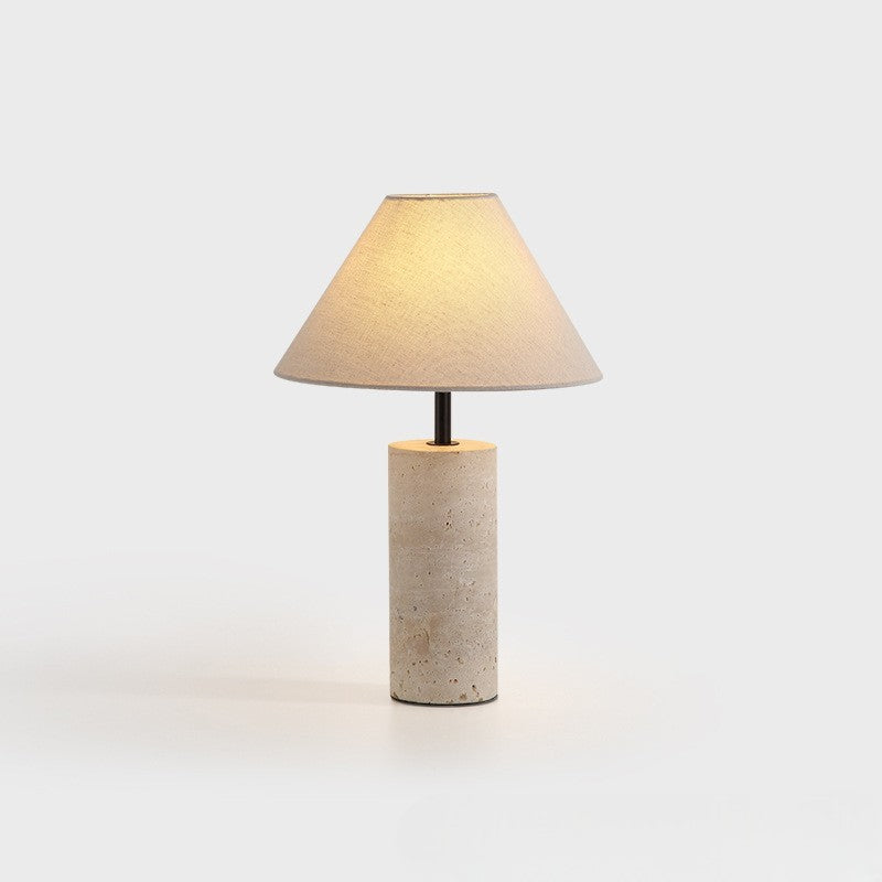 Lampe de table moderne et minimaliste avec base en marbre et abat-jour en lin