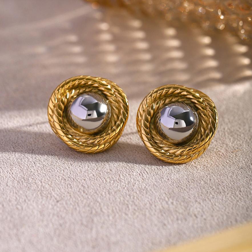 Andrea - Round Twist Earrings — crafted for everyday quality. Andrea - Round Twist Earrings — crafted for everyday quality.
