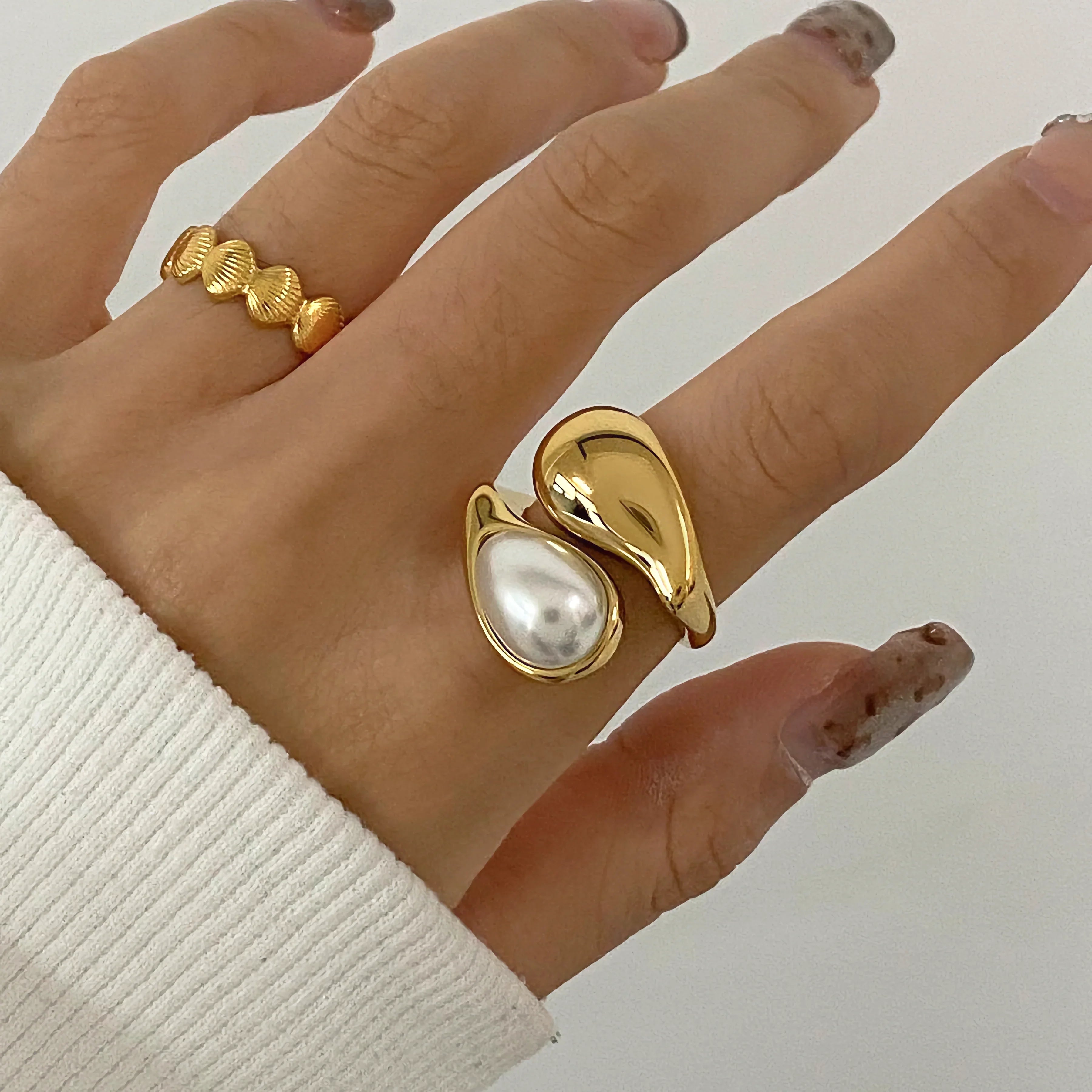 Veronica -  Amber Pearl Ring — made with care and attention to detail. Veronica -  Amber Pearl Ring — made with care and attention to detail.
