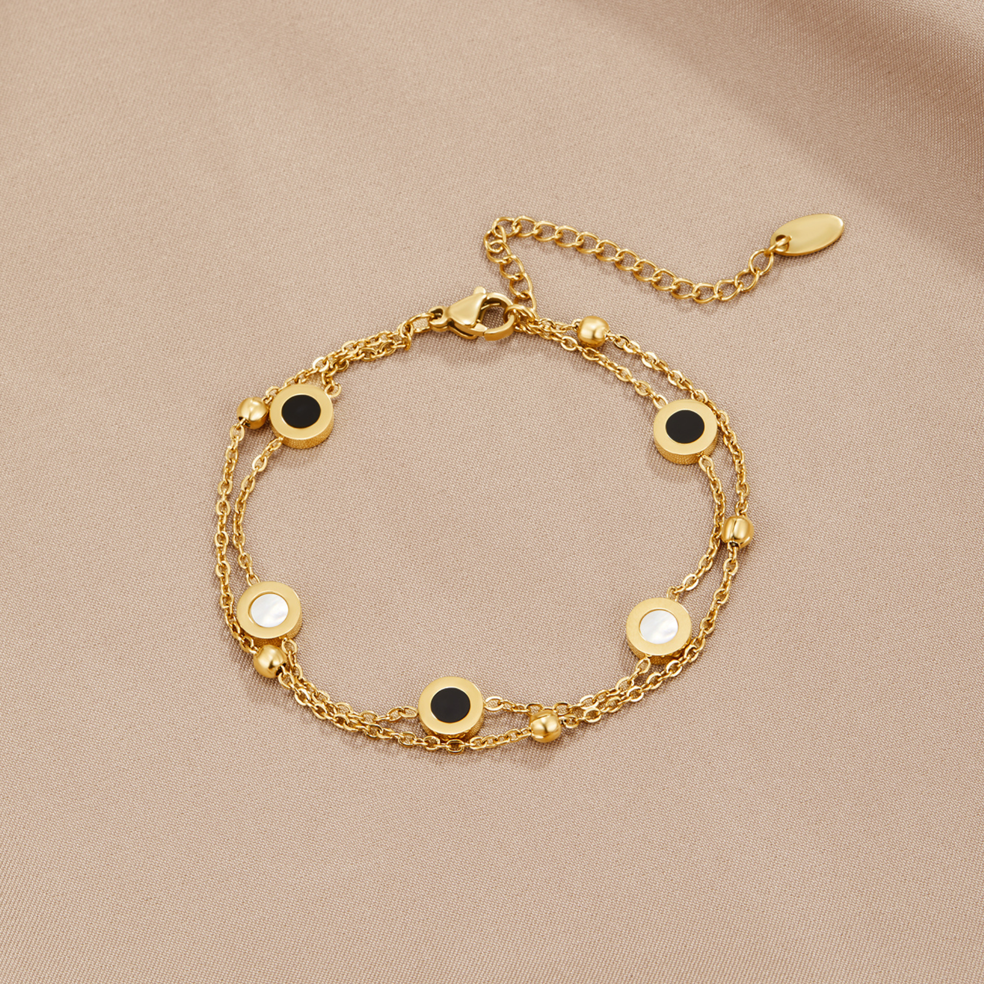 Sophia - Onyx & White Stone Bracelet — made with care and attention to detail. Sophia - Onyx & White Stone Bracelet — made with care and attention to detail.
