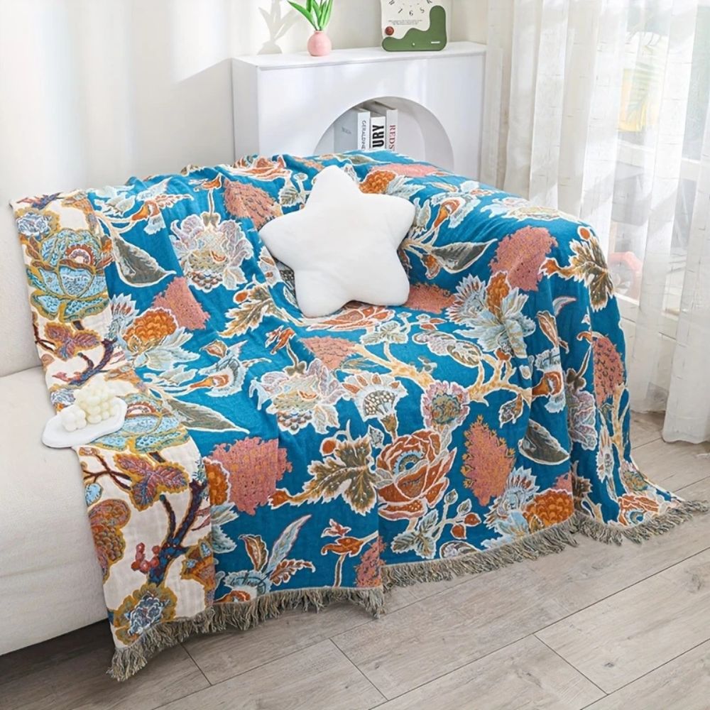 Couverture décorative en coton pour jardin, utilisable à l'extérieur et à l'intérieur.