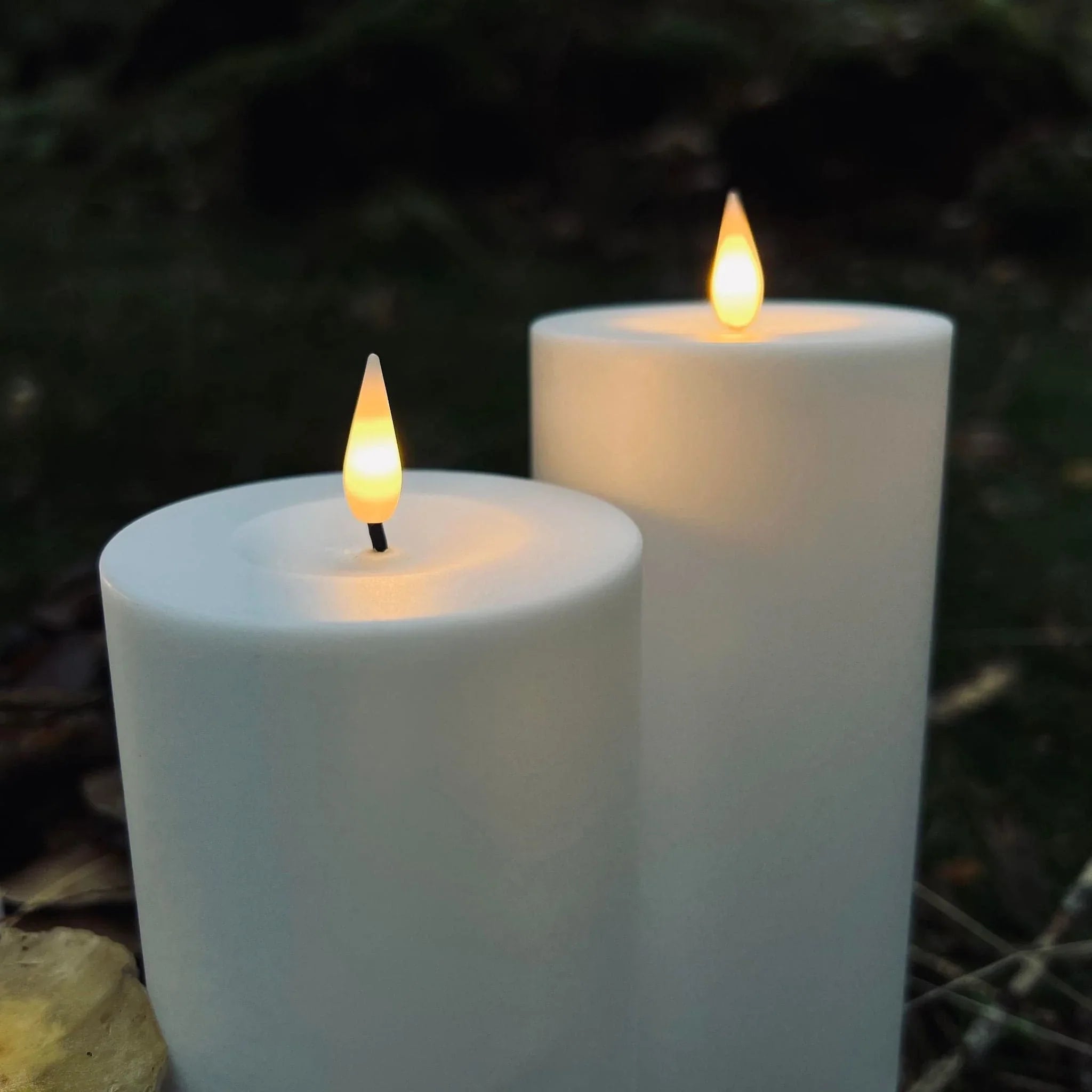 Outdoor LED Kerzen Set - Flammenlose Säulenkerzen