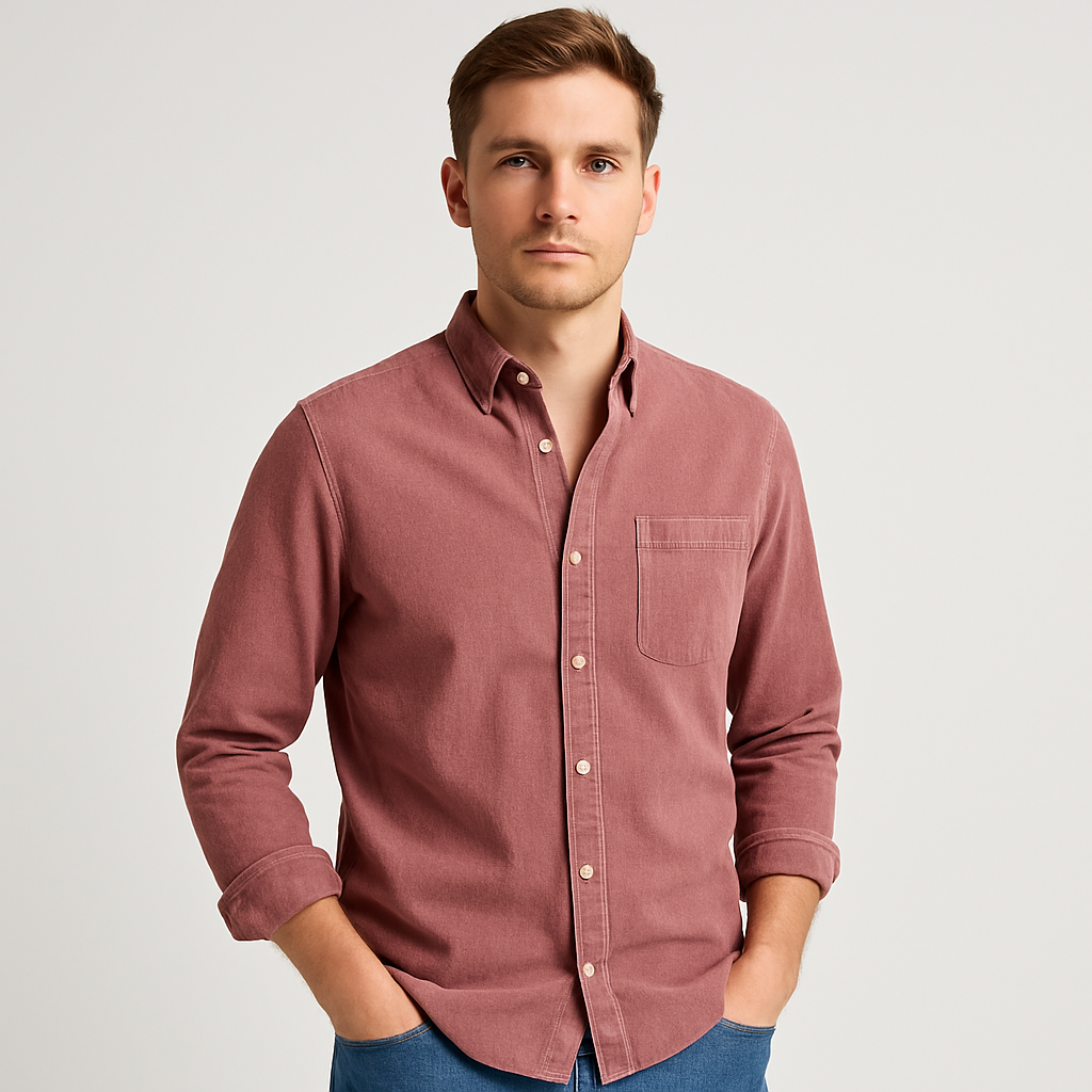 Button-Up Shirt - Herren Freizeit Hemd mit Kragen und langen Ärmeln
