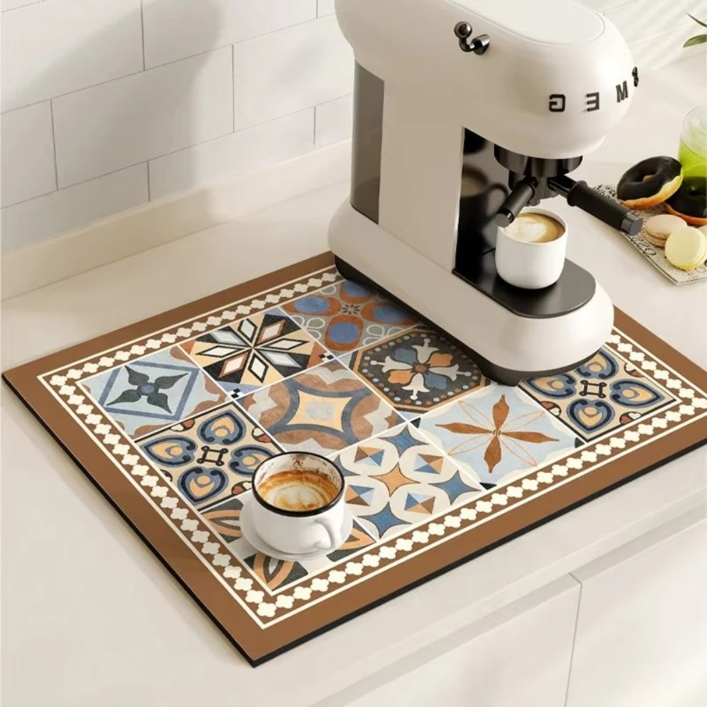 Retro-Fliesen-Design Absorbierende Kaffeemat