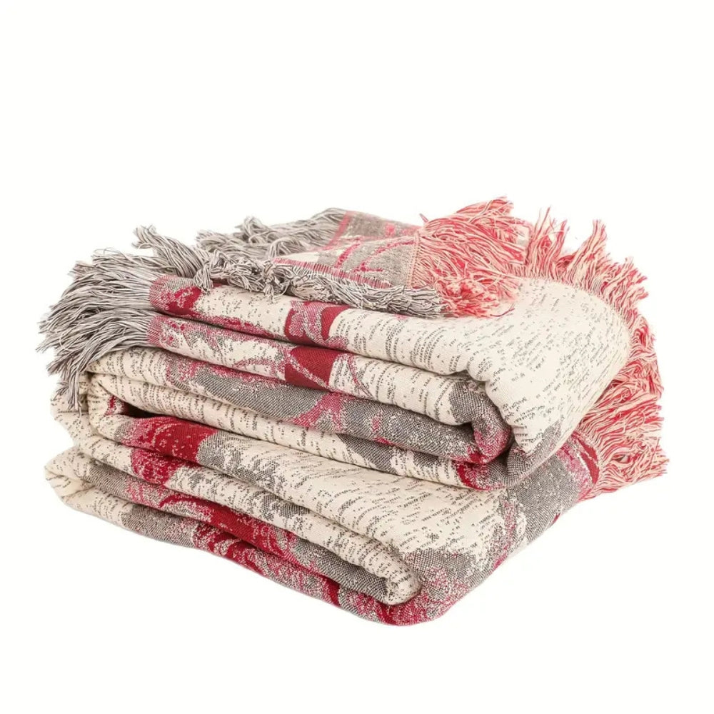 Cozy Rosewood Grace Cotton Throw Blanket for Home Decor & Comfort