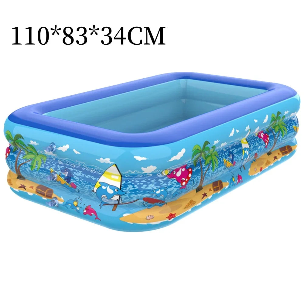 Luftolino Aufblasbares Kinder-Splash-Pool | 110–180 cm | Extra Dickes PVC | Cartoon-Design für Garten & Balkon
