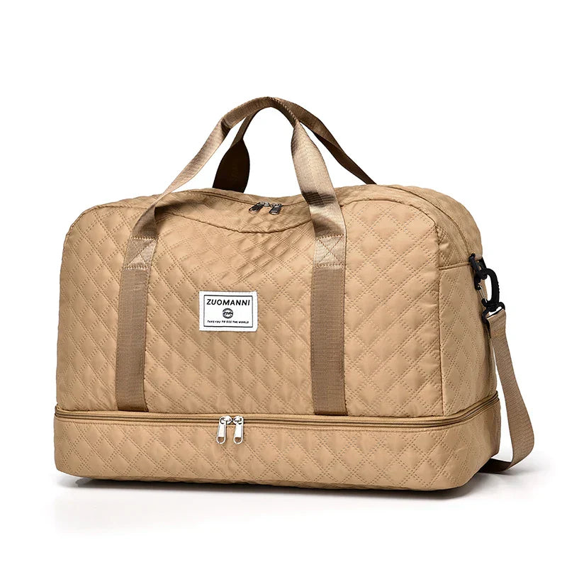 Raumio TravelFlex Leichte Reisetasche mit Diamantmuster | Große Sport- und Wochenendtasche mit Schuhfach und Nassfach | Kabinentauglich und faltbar