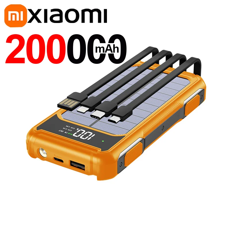 Solar Powerbank Voltora 20K | 20.000mAh | 4-in-1 Kabel | Schnellladung & Notfall-LED | Für iPhone & Samsung