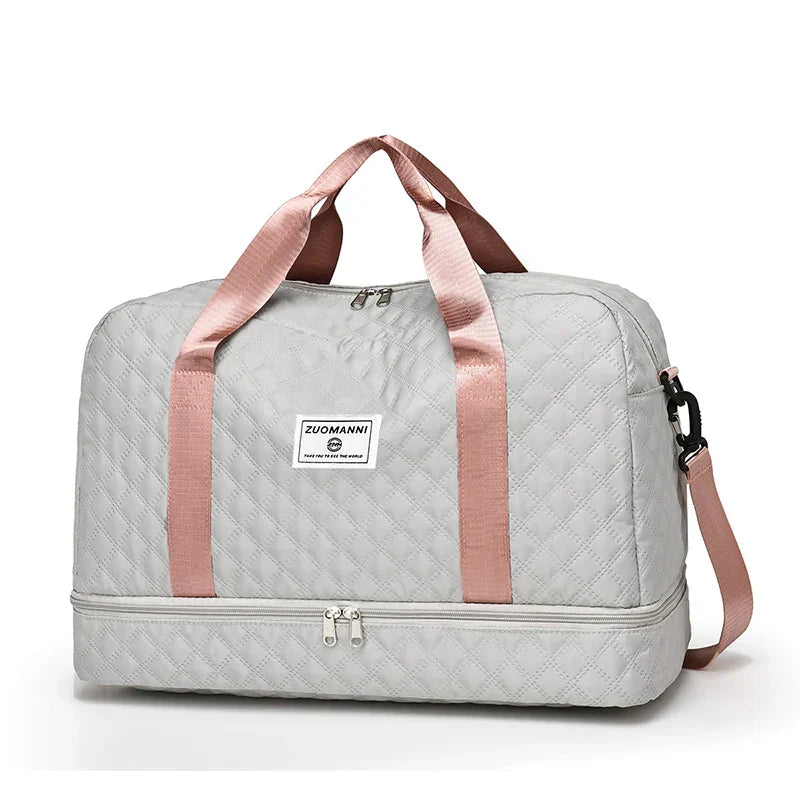 Raumio TravelFlex Leichte Reisetasche mit Diamantmuster | Große Sport- und Wochenendtasche mit Schuhfach und Nassfach | Kabinentauglich und faltbar