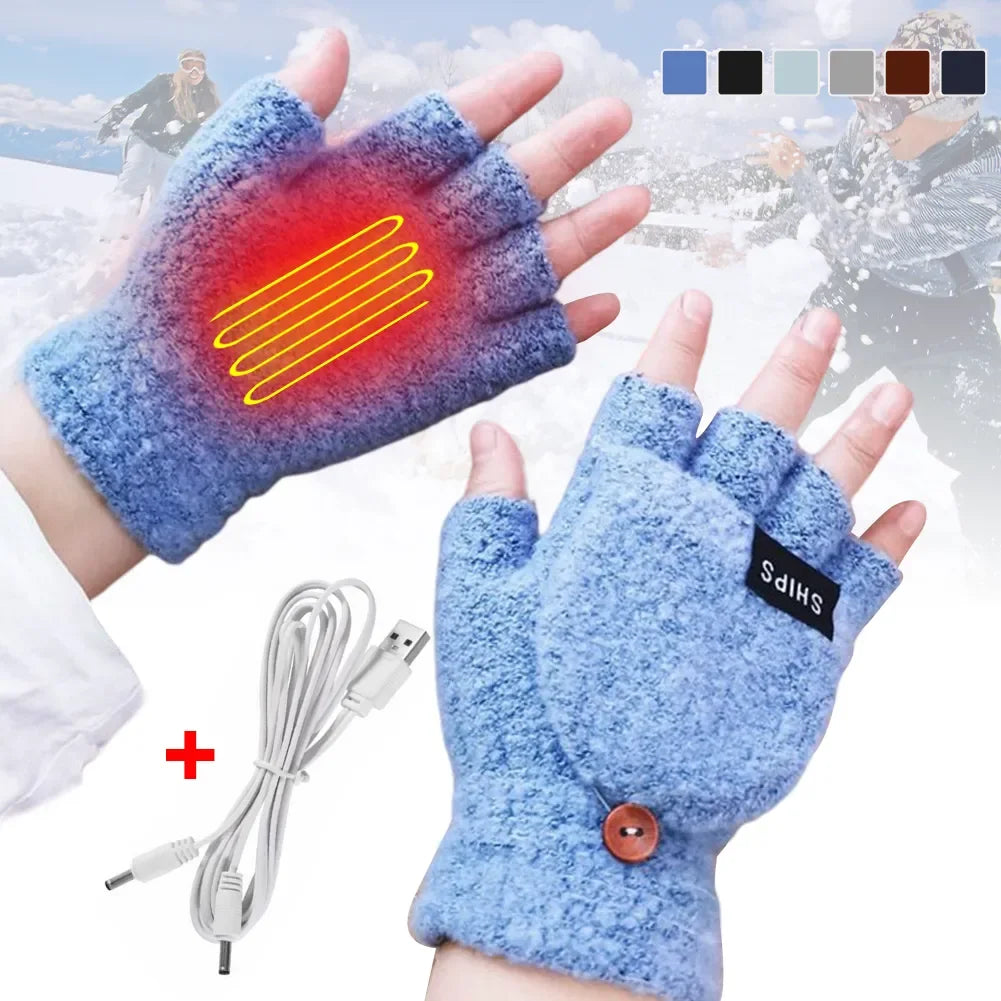 ThermoLoom USB beheizte Handschuhe | 3 Heizstufen | Weiches Strickmaterial | Unisex Einheitsgröße