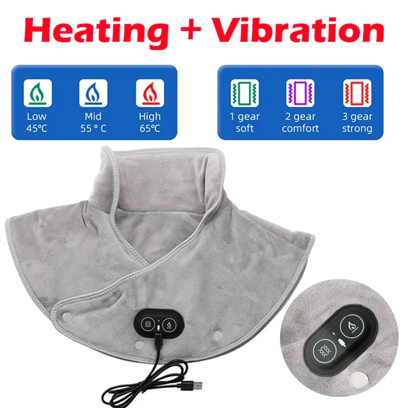 Wärme-Nacken- & Schultermassager ThermoLiva | USB-Heizkissen mit Vibration | 3 Temperaturstufen & Timer | Weicher Plüsch