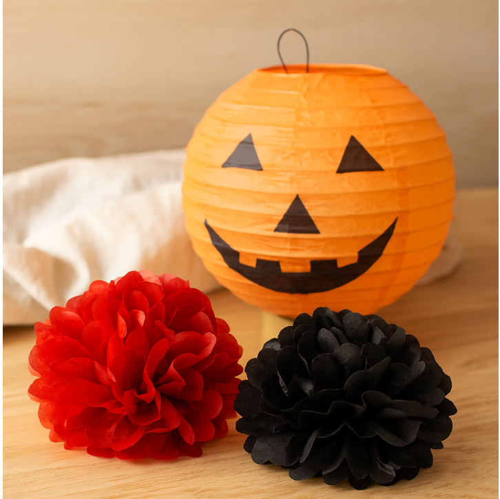 Halloween-Kürbislaterne | Suspendu | Ensemble de décorations | Papierlaterne | Halloween-Deko