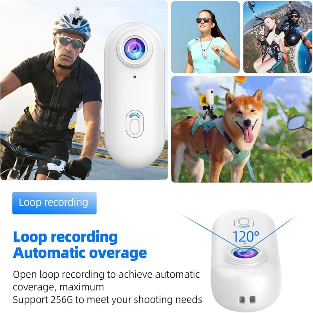 4K Mini WiFi Action-Kamera, Tragbar, Wasserdicht, Magnetclip, 360° Halterung