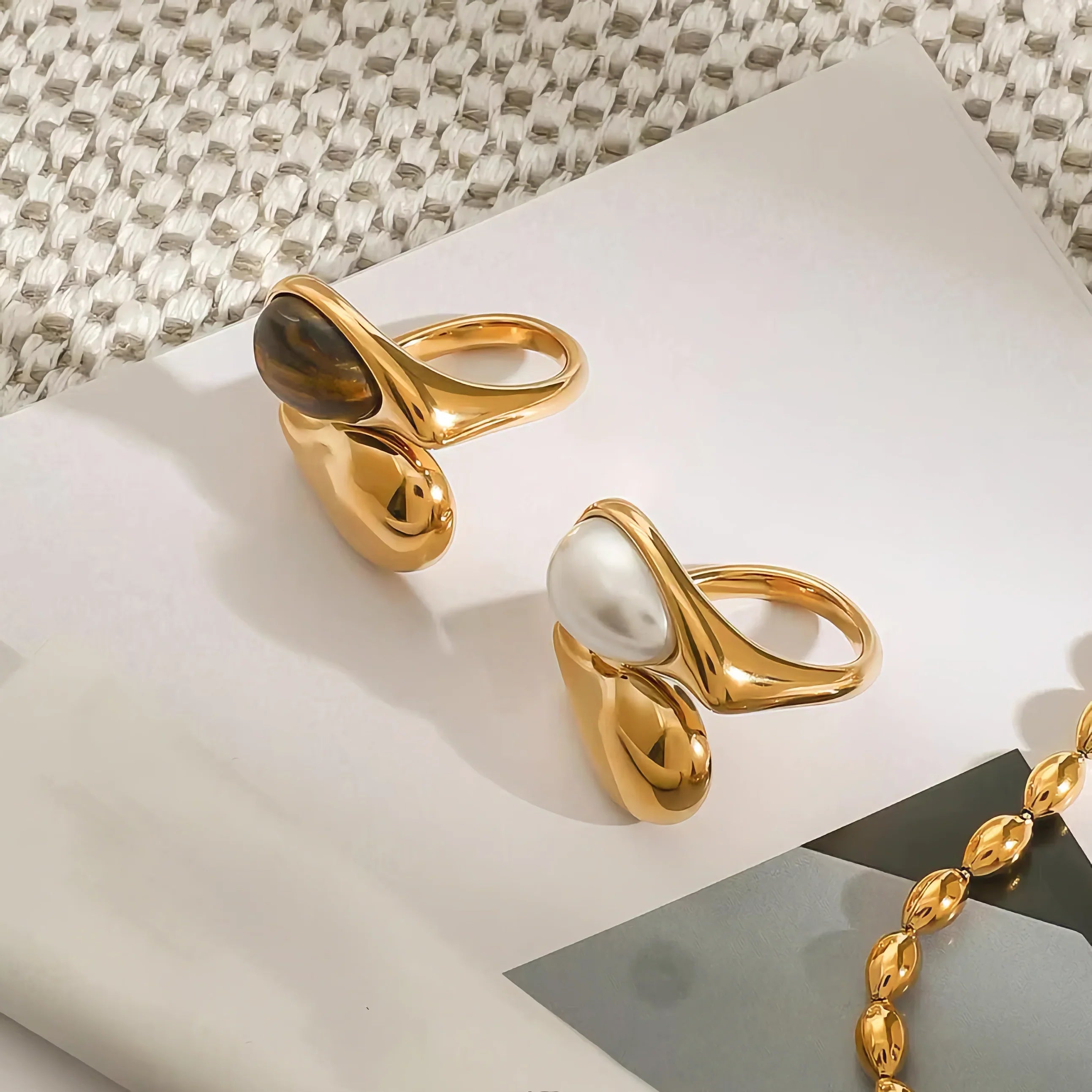 Veronica -  Amber Pearl Ring — made with care and attention to detail. Veronica -  Amber Pearl Ring — made with care and attention to detail.