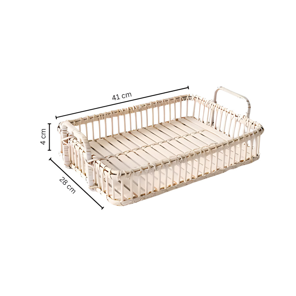 Plateau de service rustique en rotin - Plateau décoratif tressé pour la décoration intérieure