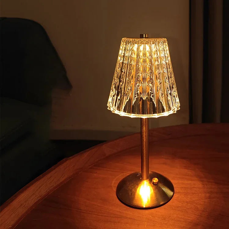 Tischlampe - Kristallschirm - USB-Ladung