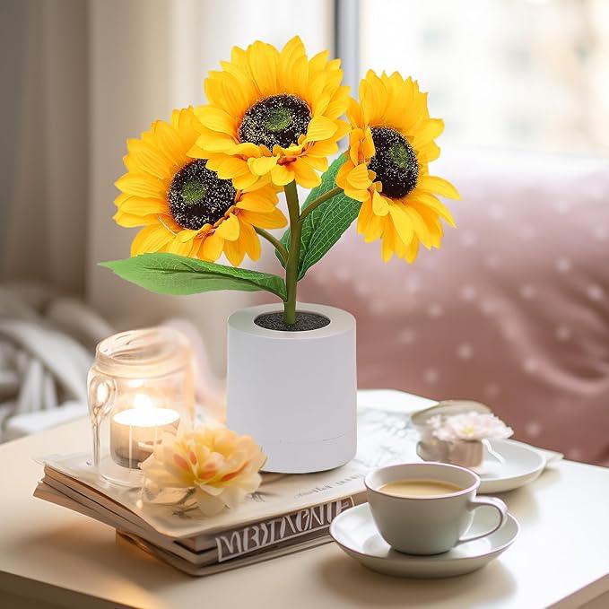 Tischlampe - Sonnenblumen-Design - LED Wiederaufladbar