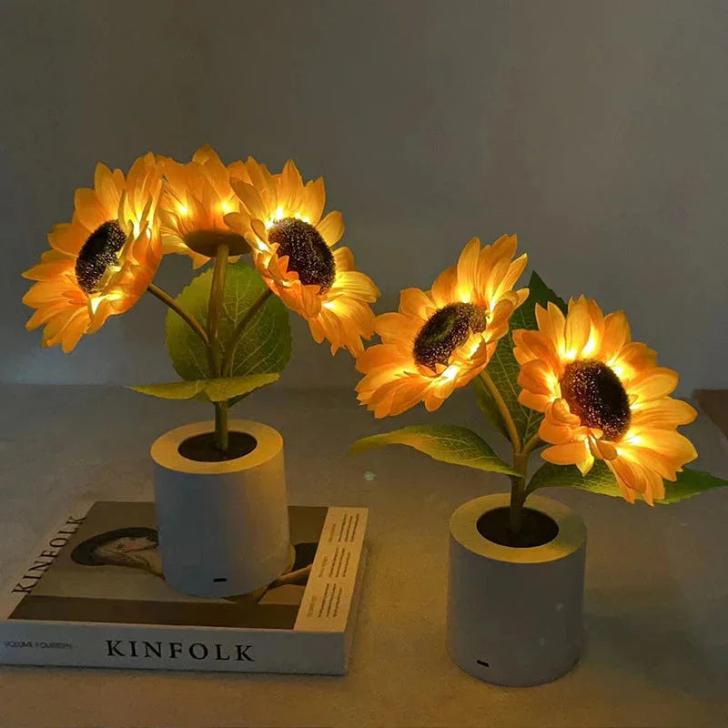 Tischlampe - Sonnenblumen-Design - LED Wiederaufladbar