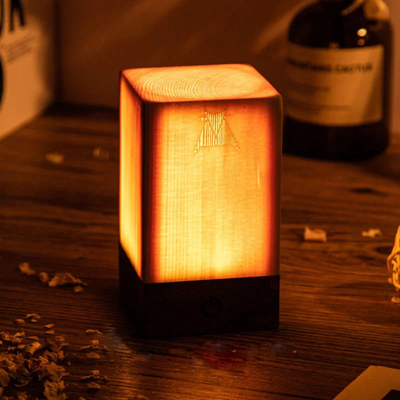Tischlampe - Touch-Steuerung - Holzfinish