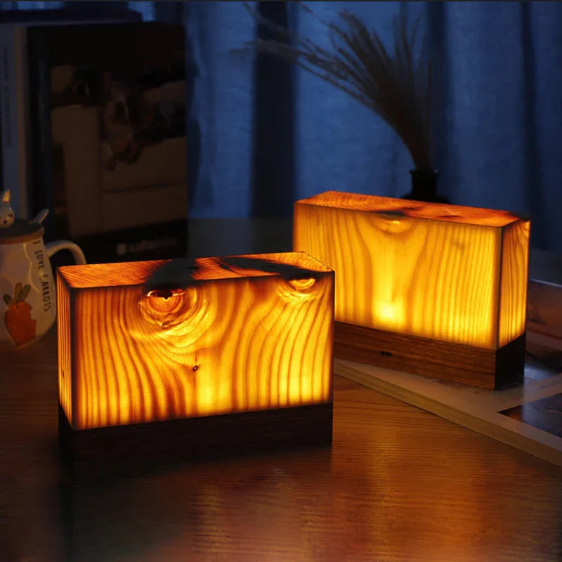 Tischlampe - Touch-Steuerung - Holzfinish