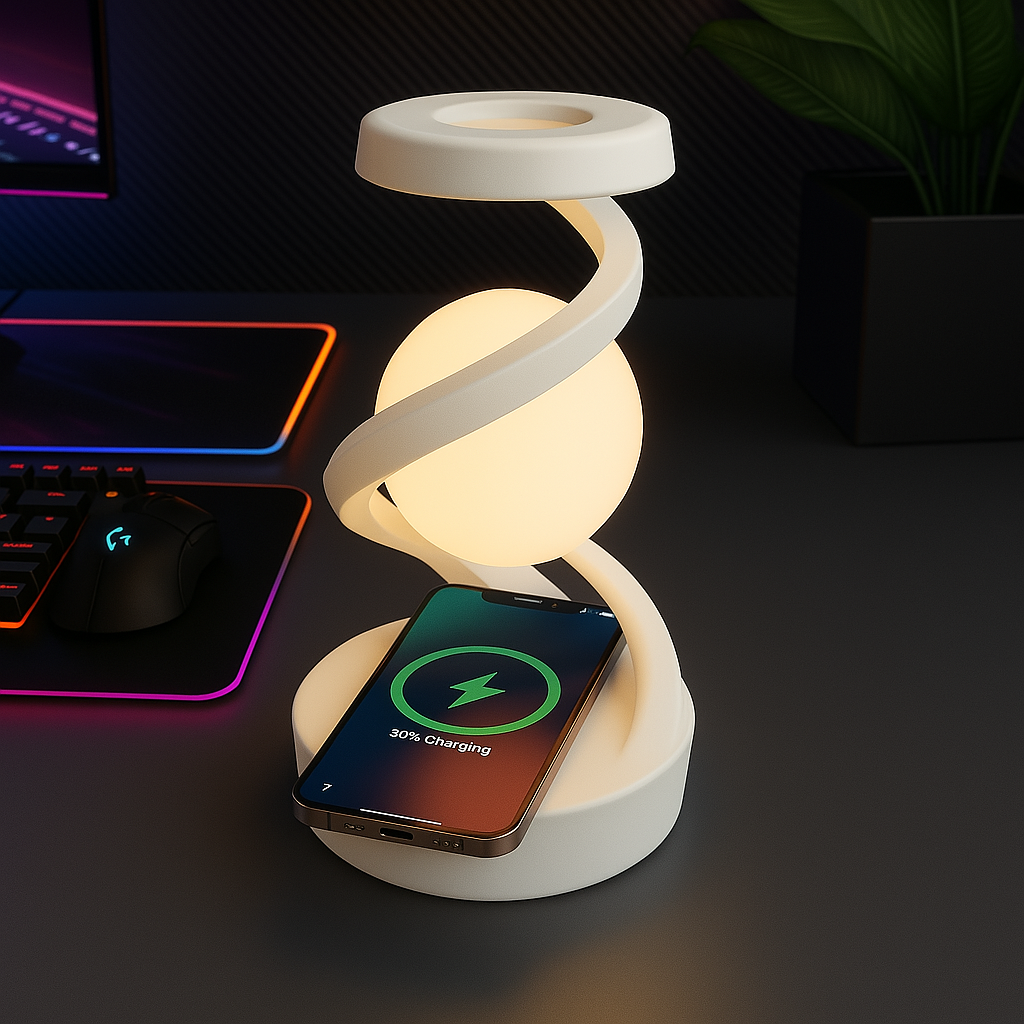 Lampe LED en lévitation et chargeur sans fil - Lumière flottante