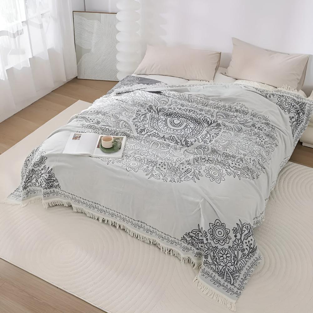 Cozy Scandi Chic Cotton Throw Blanket for Home Decor & Comfort