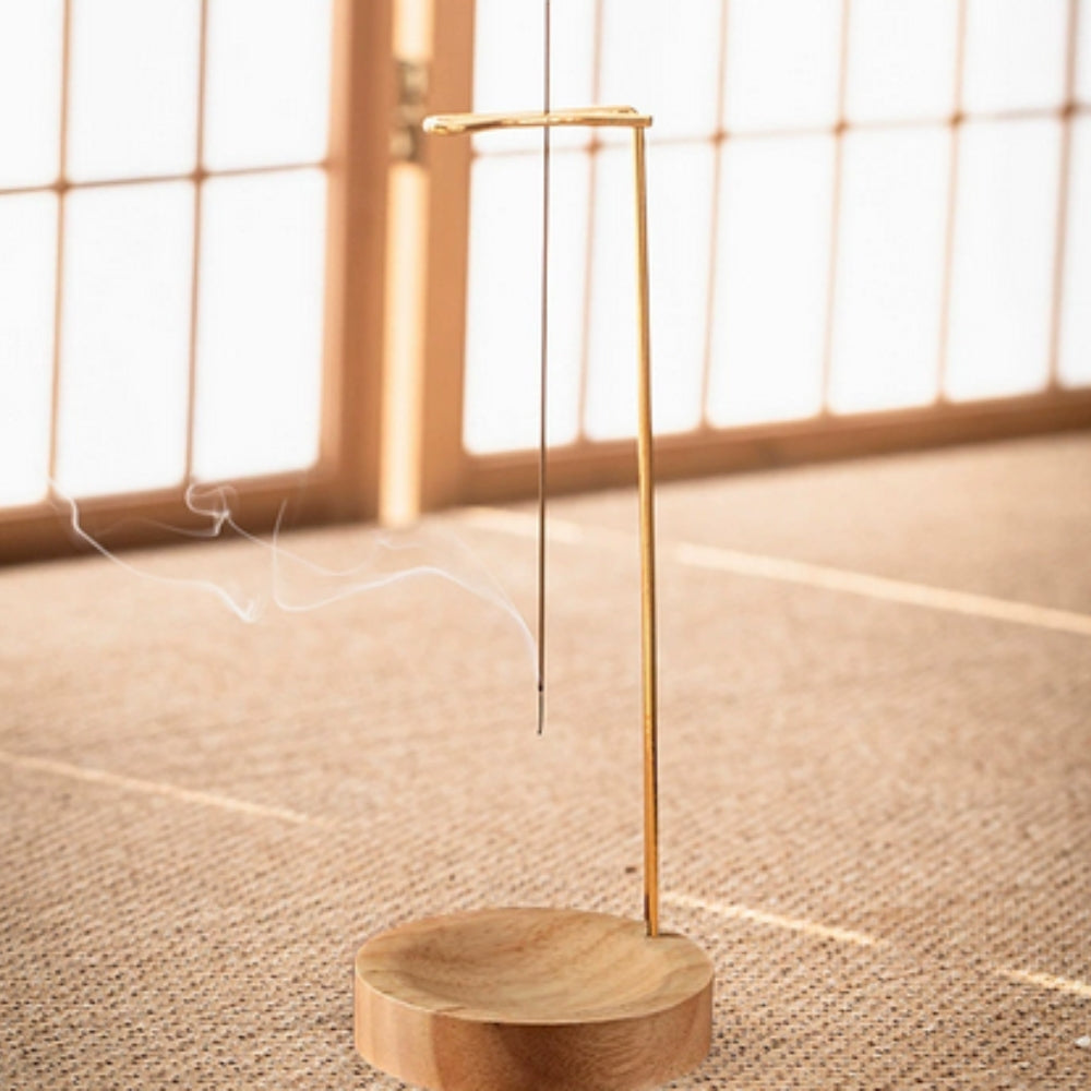 Wooden Incense Burner with Metal Holder for Aromatherapy & Meditation